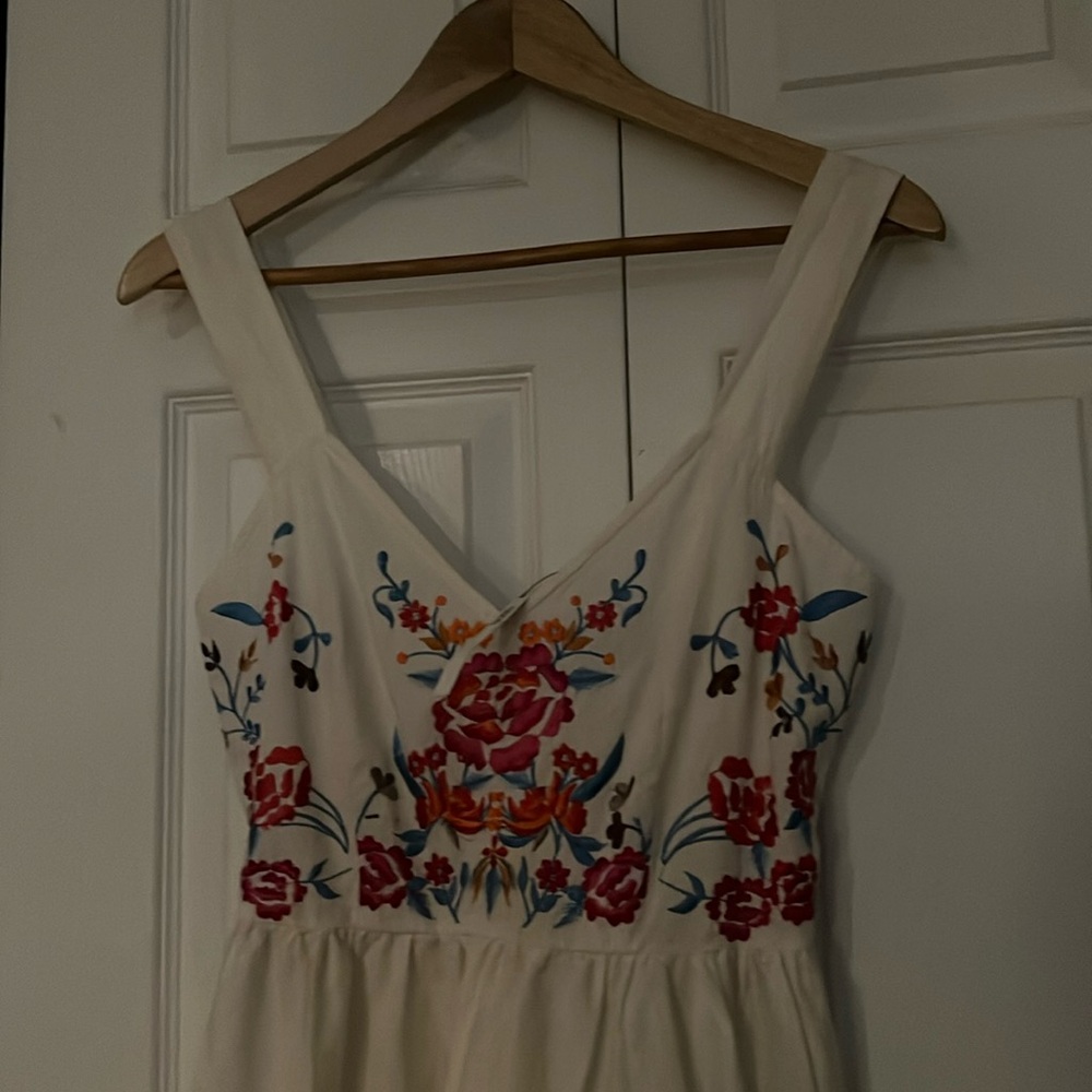 Embroidered white midi dress